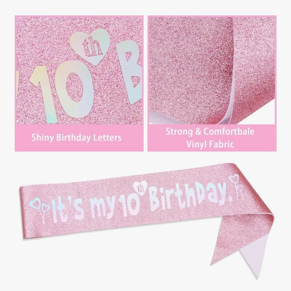 10th Birthday Girl Tiara Sash Shirt Party Outfit Favors NWT Bundle